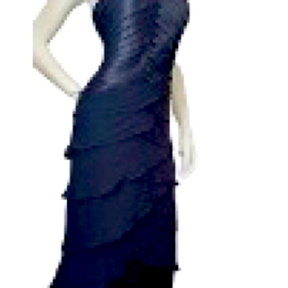Tadashi Shoji black layer silk chiffon maxi formal dress